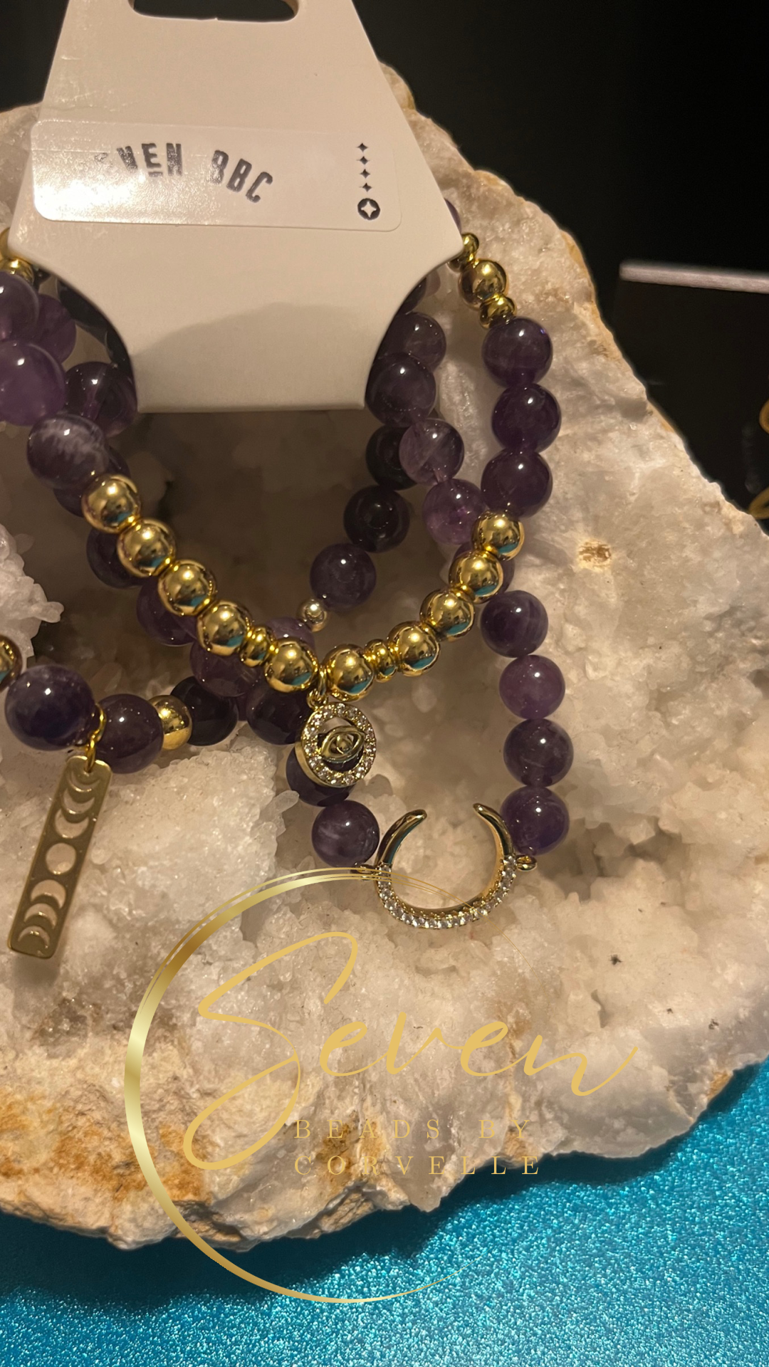 Stackable Crystal Moon Phases Evil Eye Bracelet