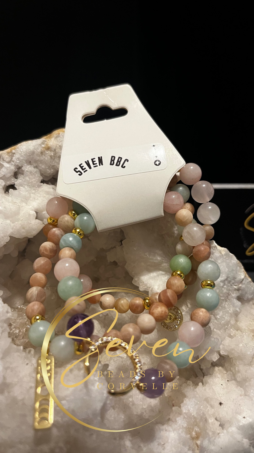 Stackable Crystal Moon Phases Evil Eye Bracelet