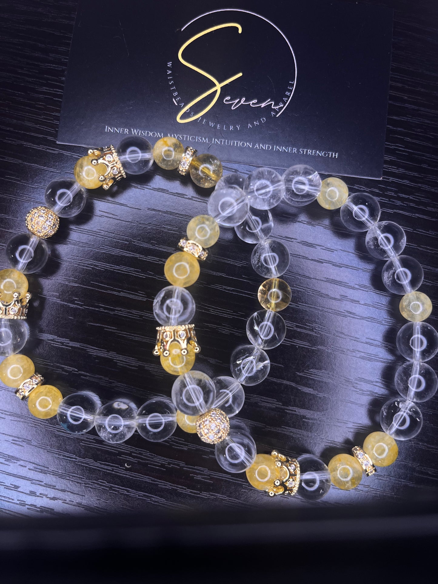 Citrine and Clear Quartz crystal Masculine Bracelet